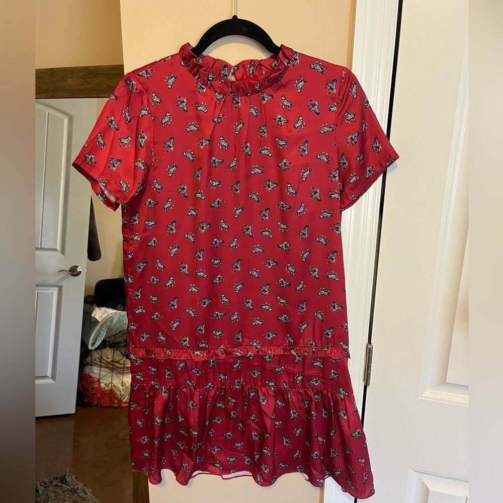 Joy Joy Red Zebra Print Dress